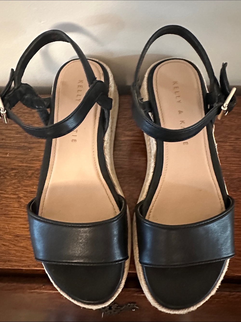 Kelly & Katie Black Espadrille Platform Sandals